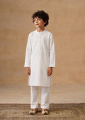 HOC Kids White Cotton Chikankari Kurta Set