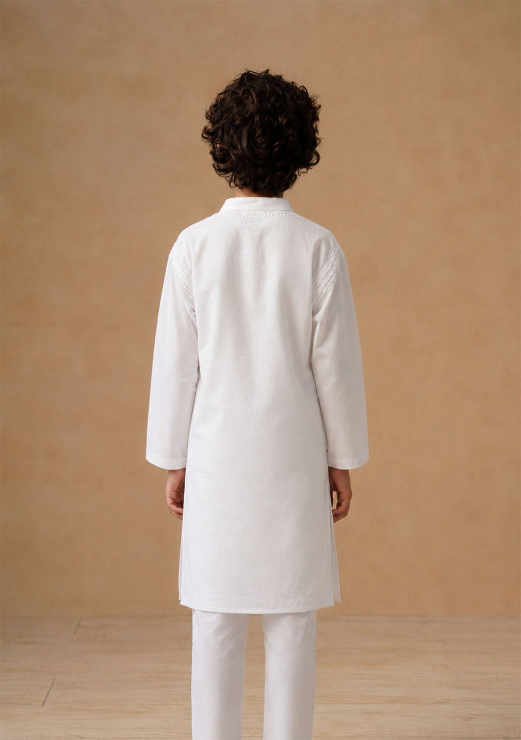 HOC Kids White Cotton Chikankari Kurta Set