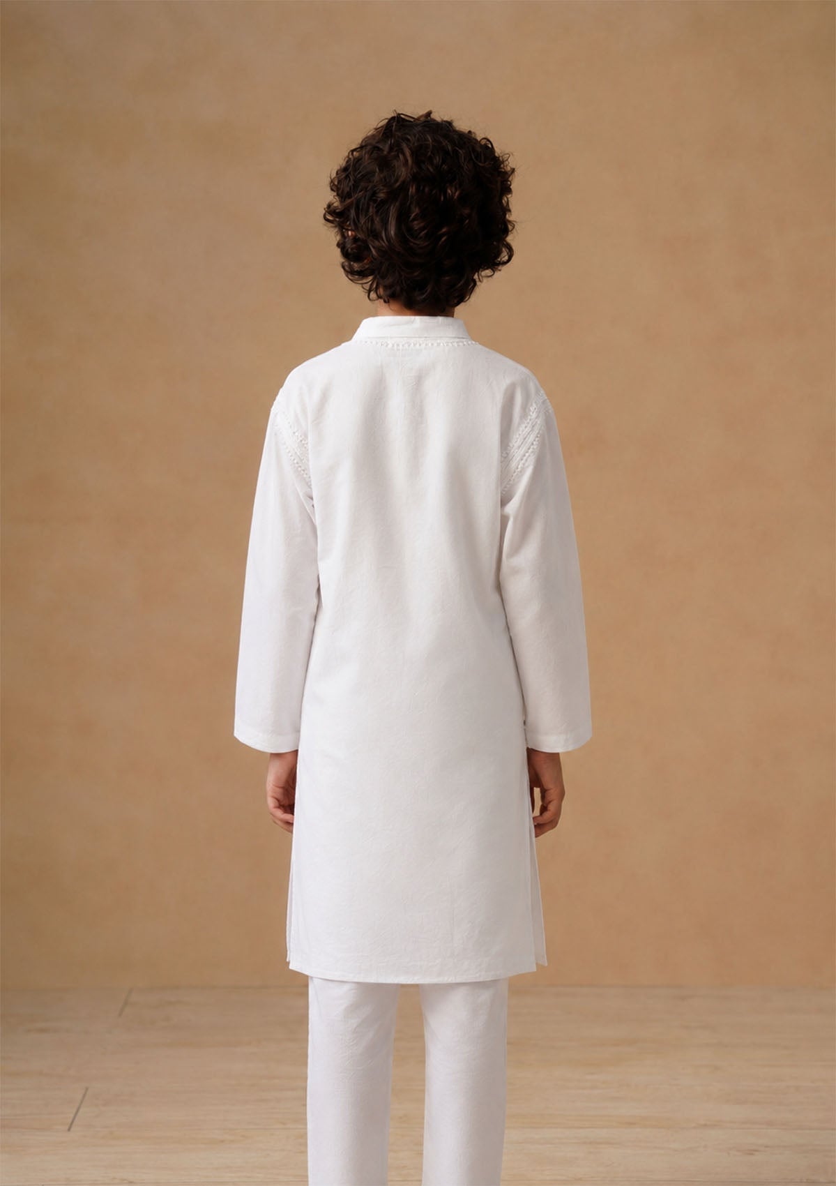 HOC Kids White Cotton Chikankari Kurta Set